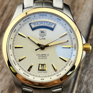 pre owned tag heuer link calibre 5 day date automatic wjf2050  