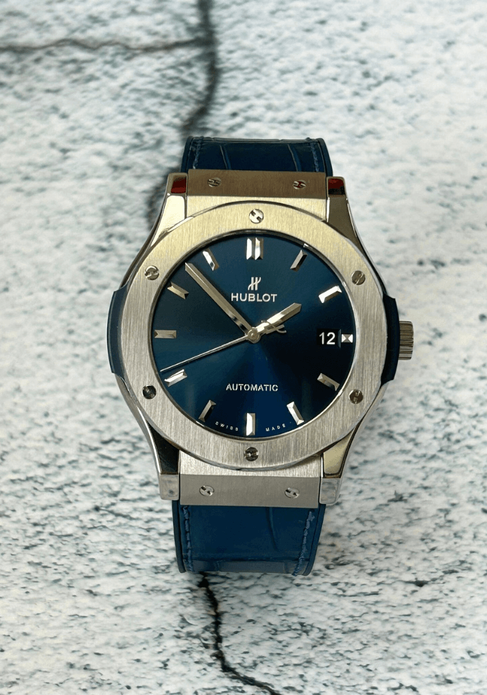 pre owned hublot classic fusion blue 511.nx.7170.lr